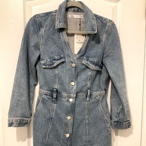 Brand new with tags! Zara long sleeve mini denim dress /blazer brand new size sm